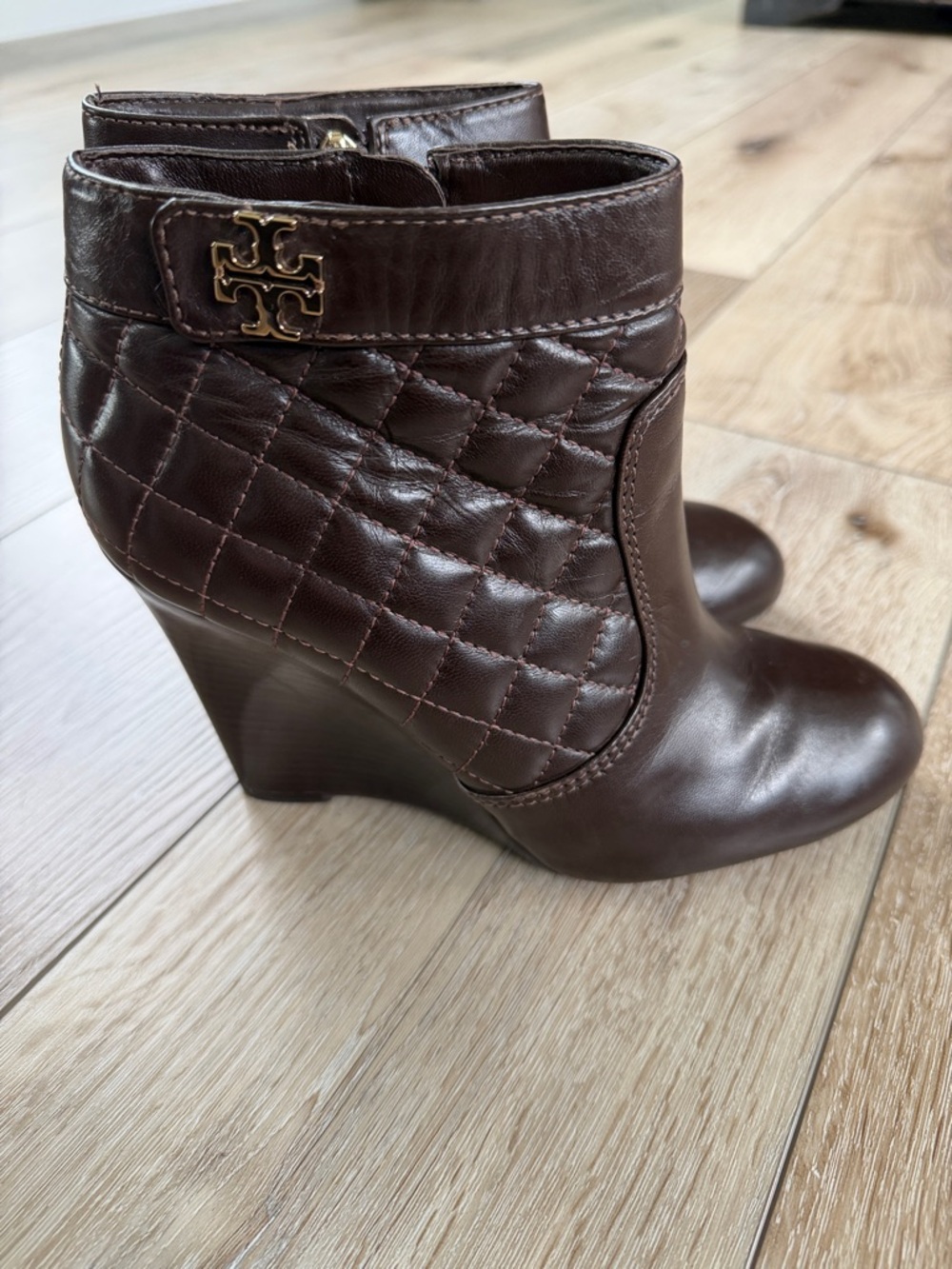 TORY BURCH Leila Quilted Leather Booties Boots